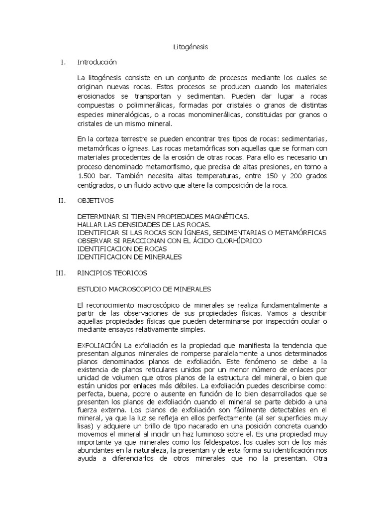 Procesos de Litogénesis y Propiedades de Minerales | PDF | Minerales ...