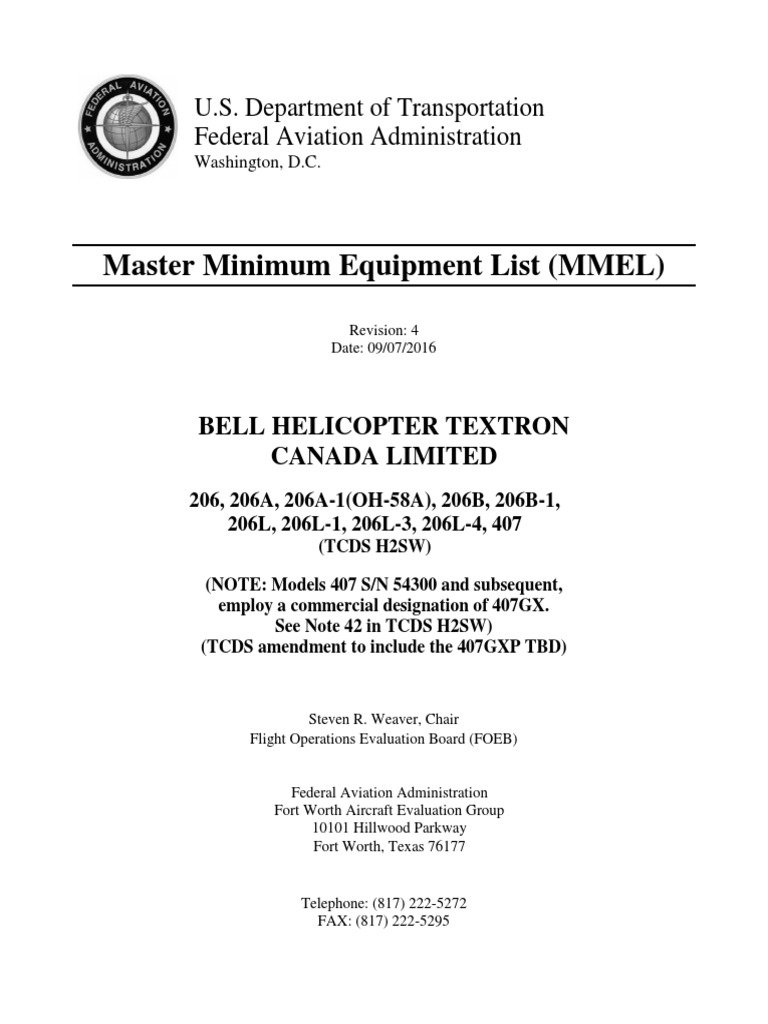 MMEL for Bell 407 and Variants | PDF | Flight Recorder | Federal ...