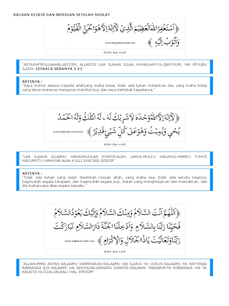 Bacaan Wirid Dan Dzikir Setelah Sholat Fardhu Dan Sholat Sunah Lengkap.pdf