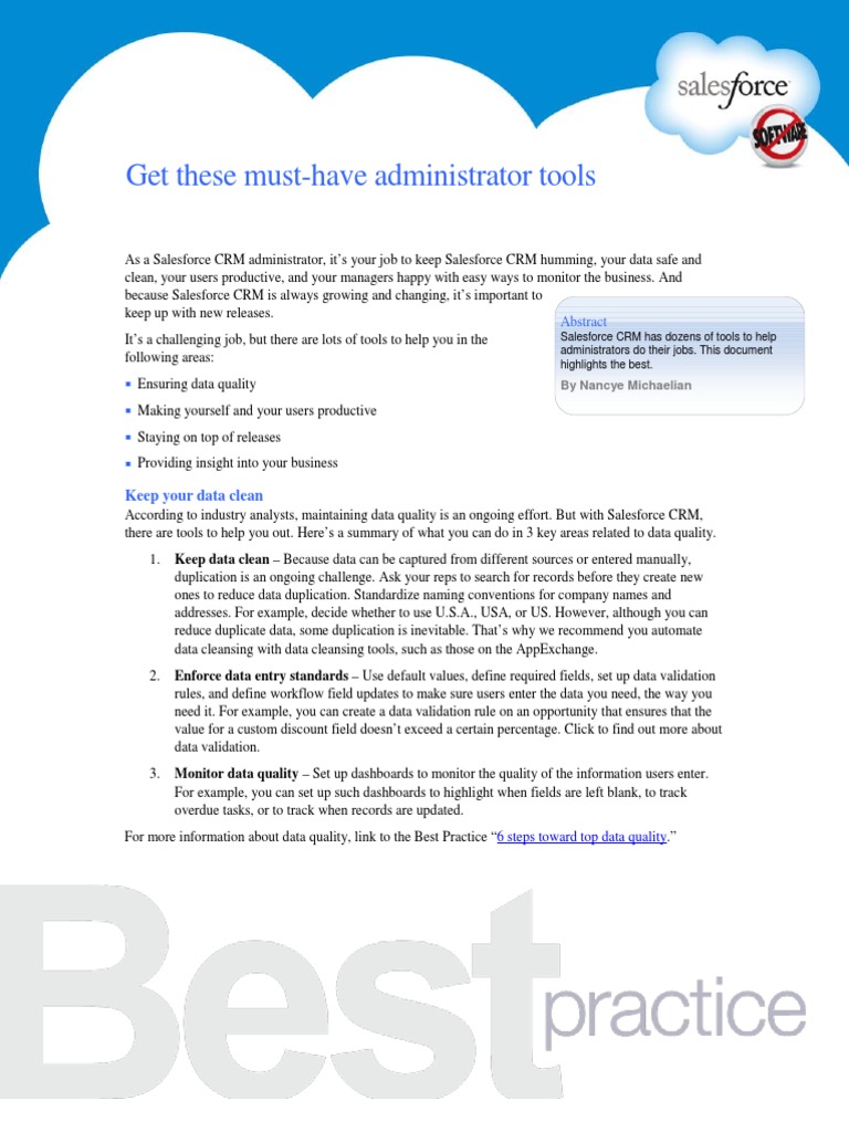 Essential Salesforce Admin Tools Guide | PDF | Salesforce.Com | Data ...