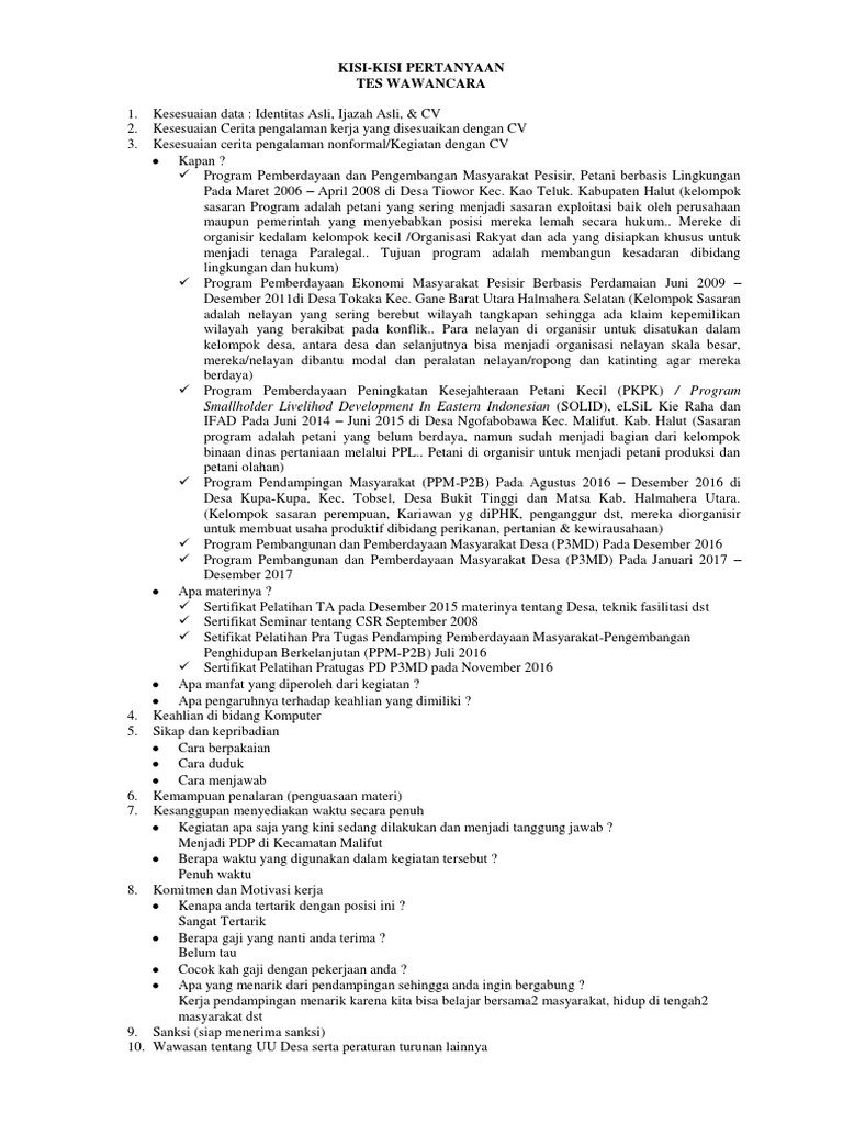 Kisikisi Tes Wawancara