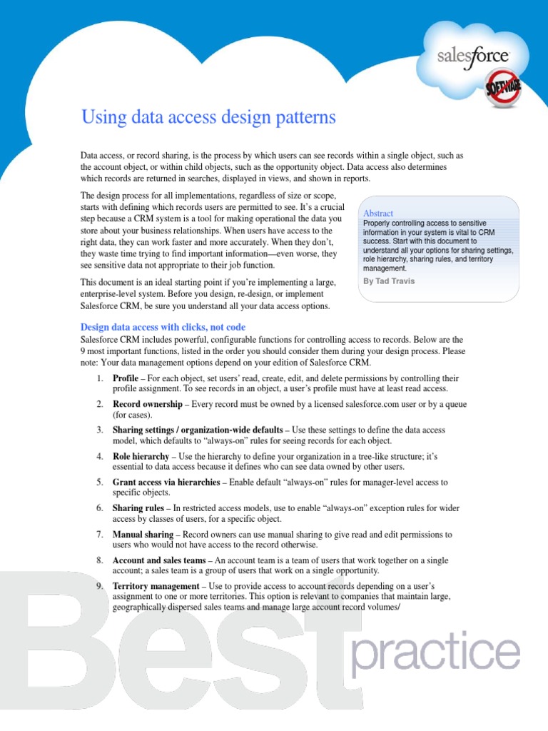 Using Data Access Design Patterns | PDF | Salesforce.Com | Customer ...