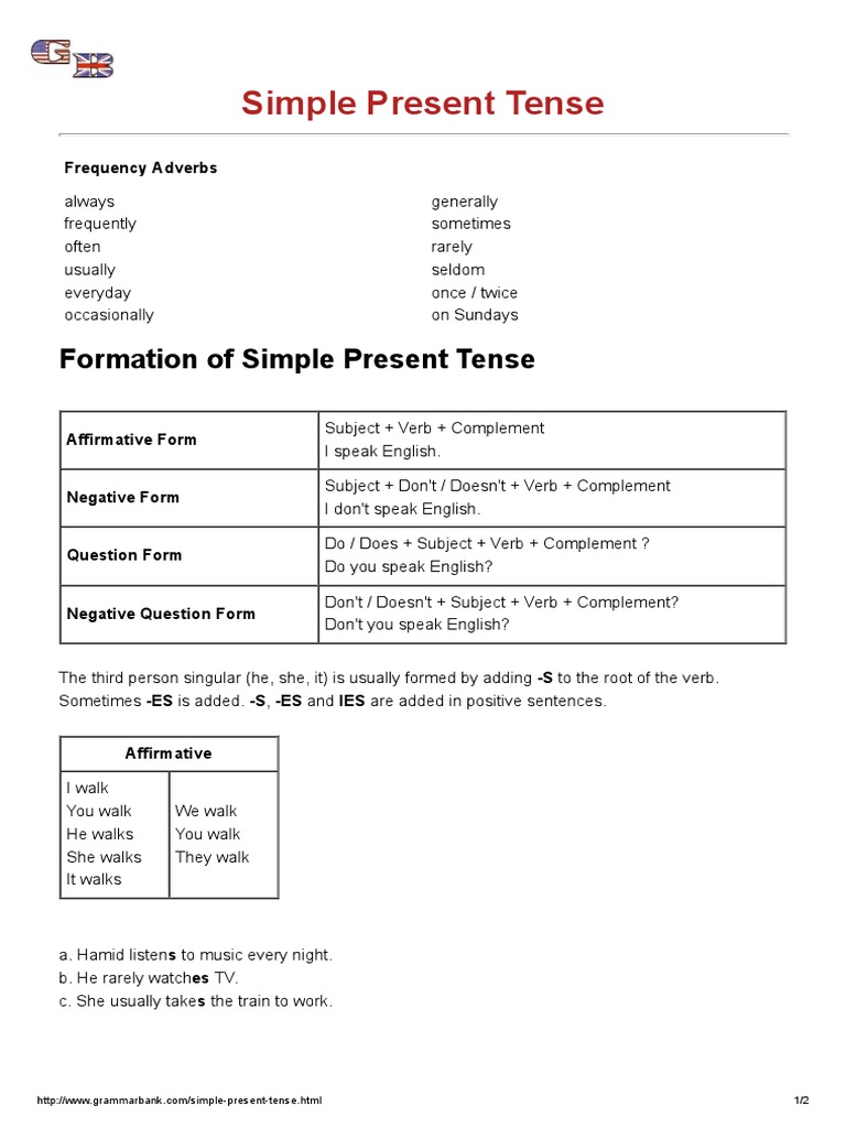 Understanding Simple Present Tense | PDF | Verb | English Language