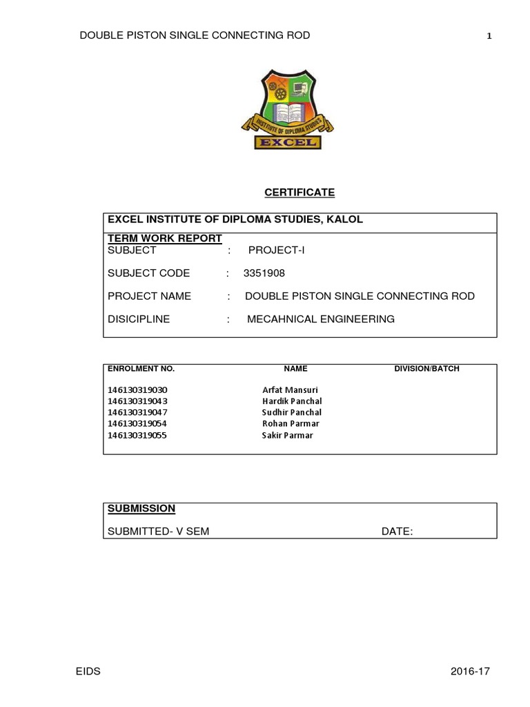 Double Piston Single Connecting Rod PDF Internal Combustion Engine
