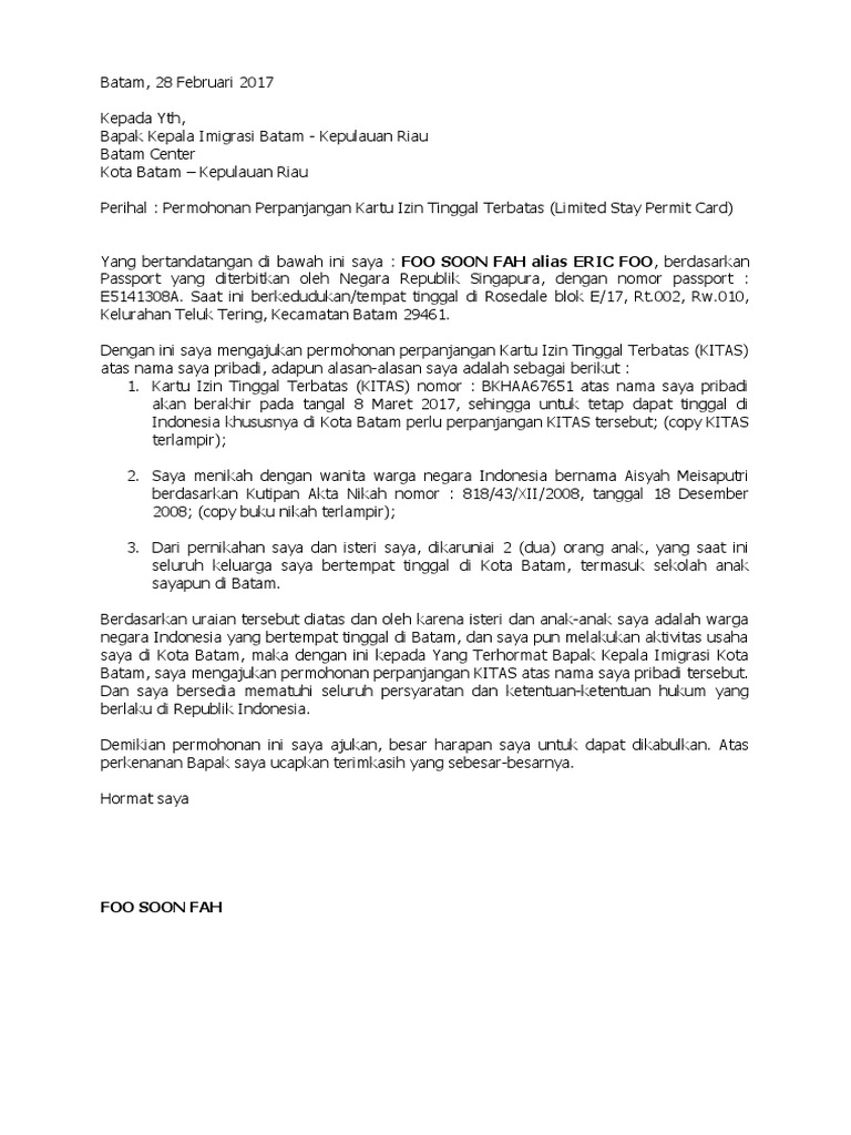 Permohonan Kitas Pdf