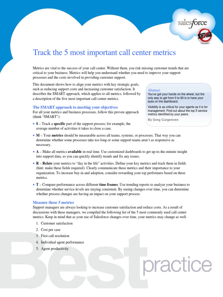 Track The 5 Most Important Call Center Metrics | PDF | Customer ...