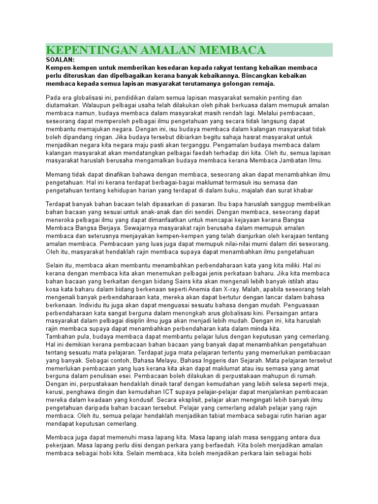 Kepentingan Amalan Membaca Pdf