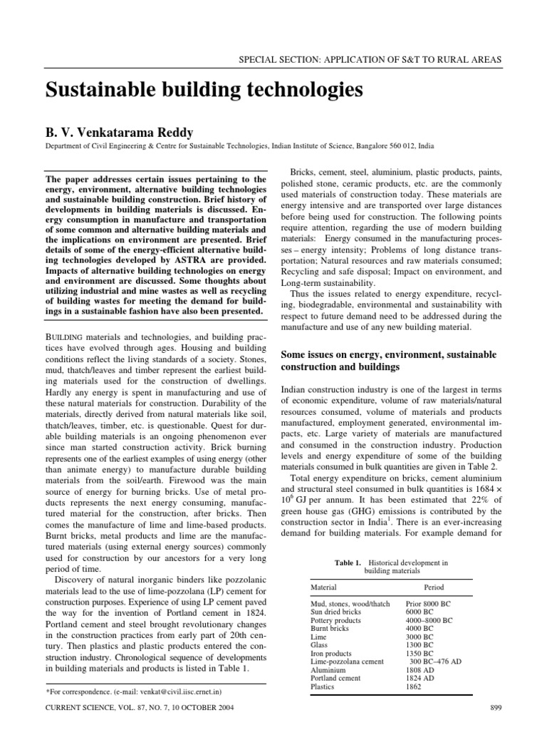 Sustainable Building Technologies Overview | PDF | Concrete | Brick