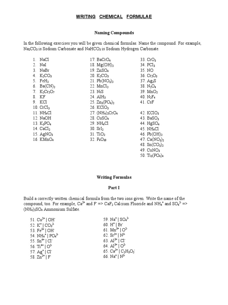 Writing Chemical Formulae  Chloride  Chlorine