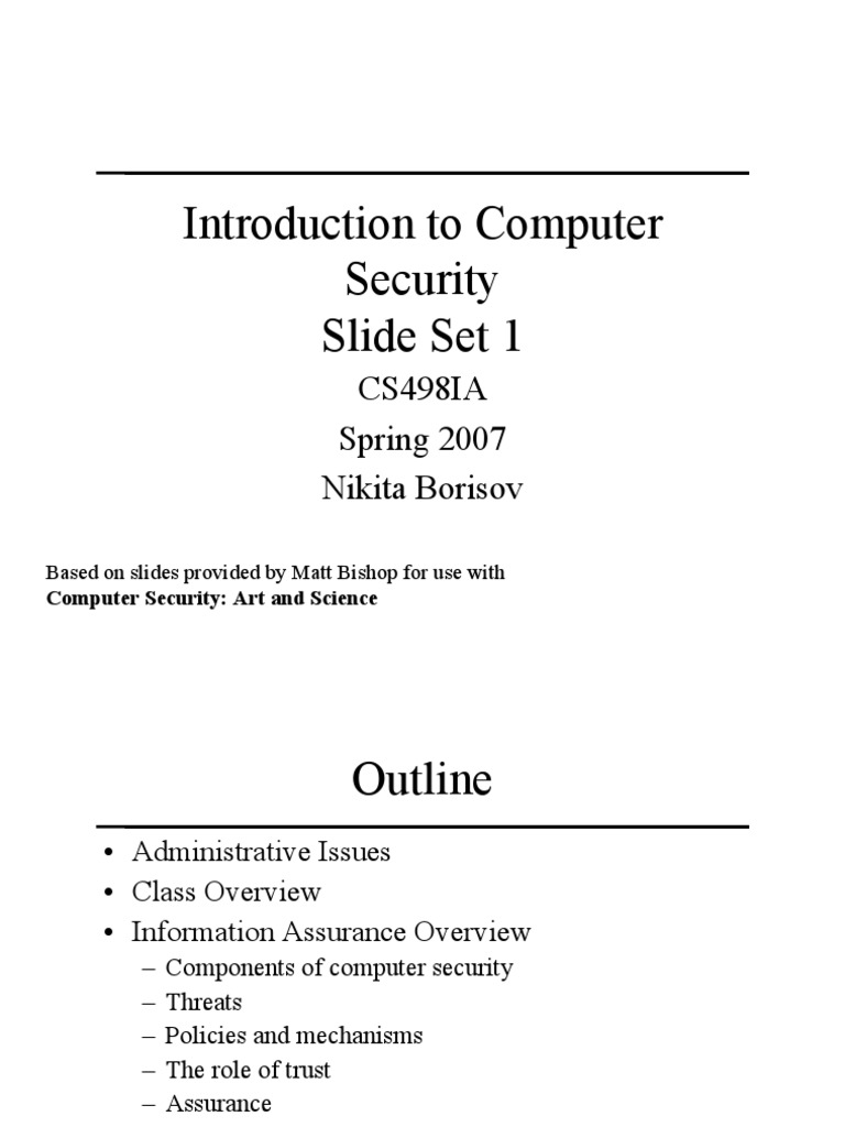 Introduction to Computer Security Basics | PDF | Computer Security ...