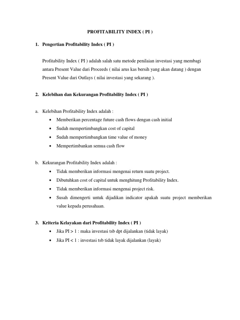 Profitability Index Pembahasan