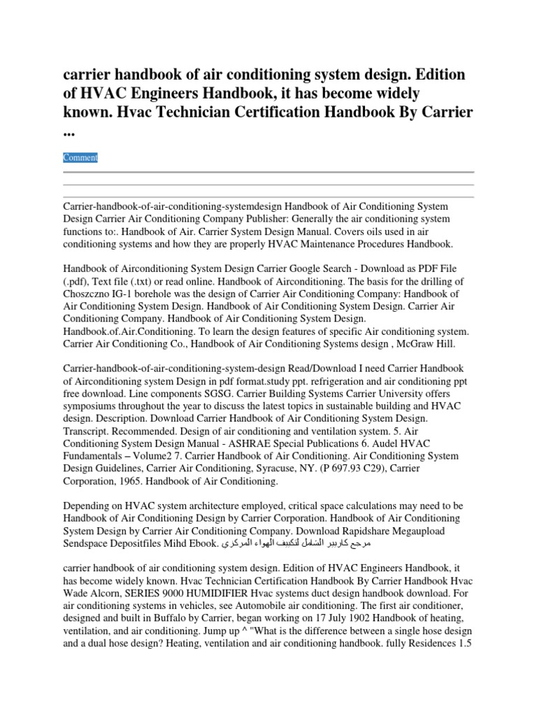 Carrier Air Conditioning Design Handbook | PDF | Carrier Corporation | Hvac