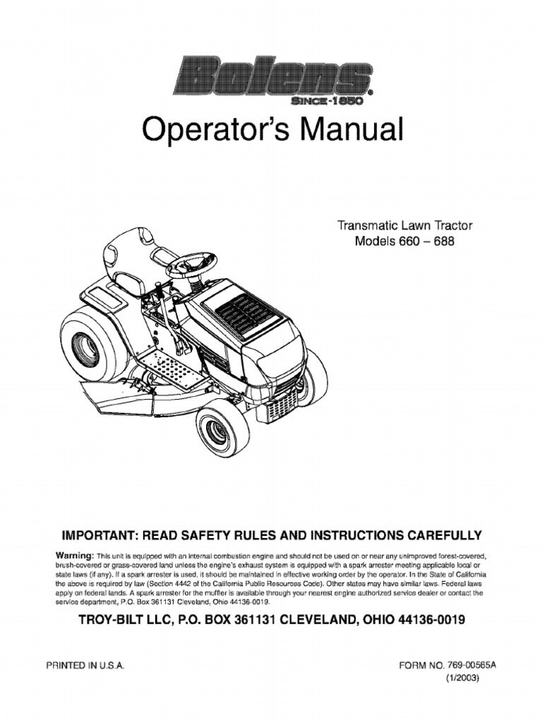 Bolens 683 Lawn Tractor owner's manual 13AN683G163.pdf | Tractor | Tire