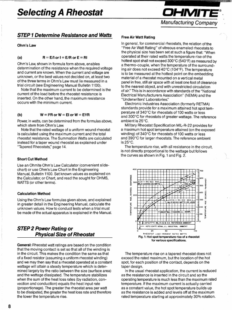 Selecting A Rheostat PDF PDF