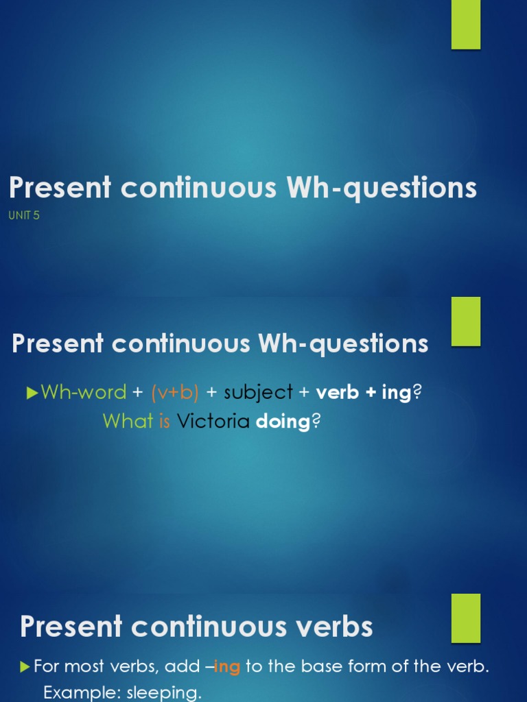 Present Continuous Wh-Questions | PDF
