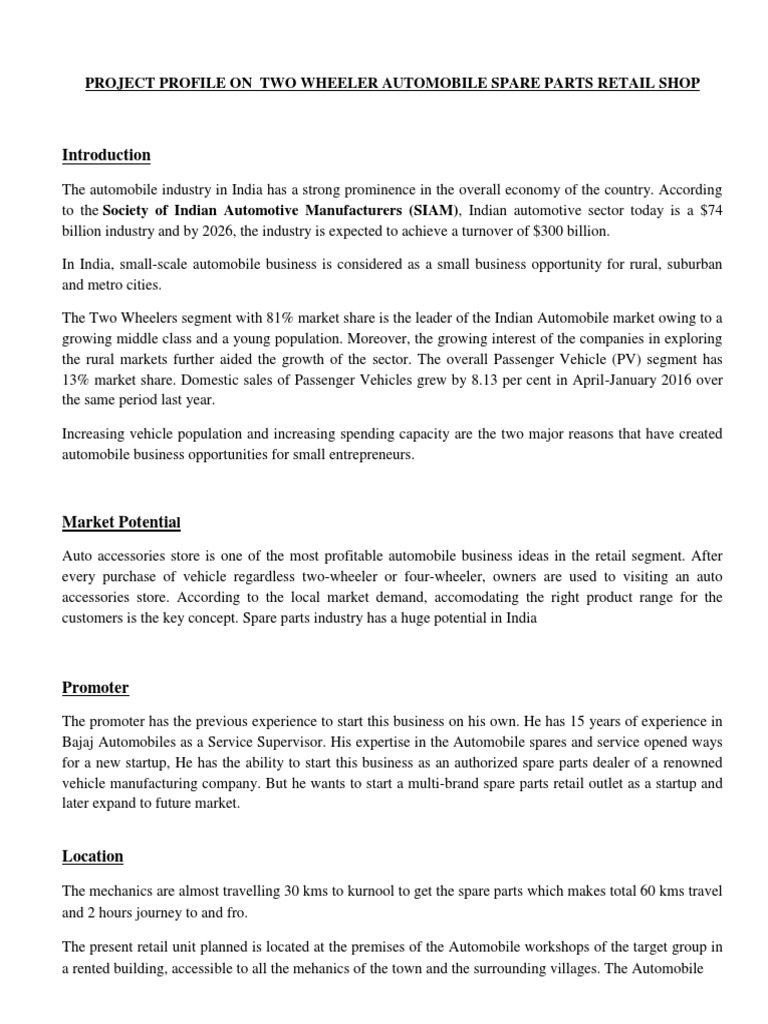 Automobile Spare Parts Retail Car