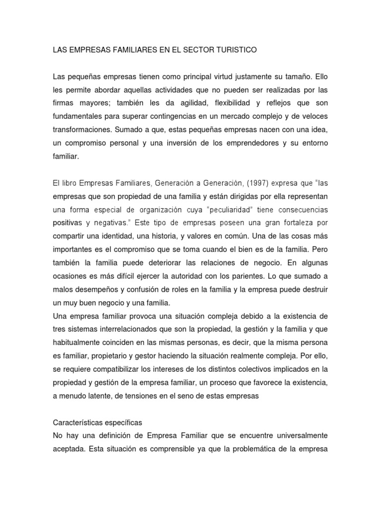 Empresas Familiares en Turismo Actual | PDF | Business | Economias