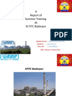 A Report of Summer Training at N.T.P.C Badarpur