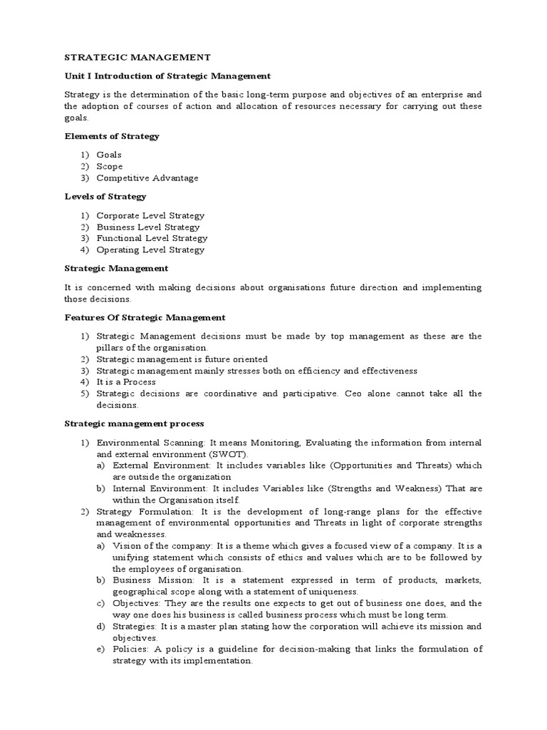 Strategic Management Overview and Analysis | PDF | Mergers And ...