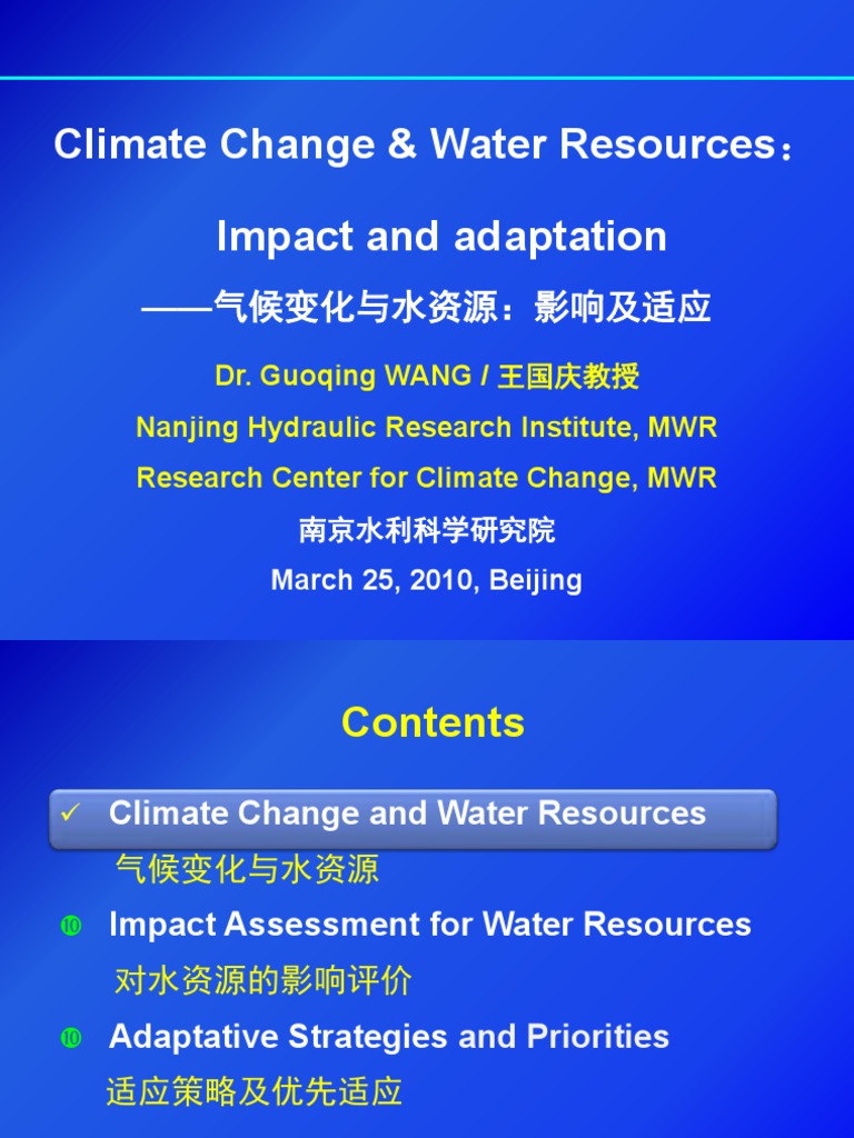 Climate Change & Water Resources: Impact and Adaptation | PDF