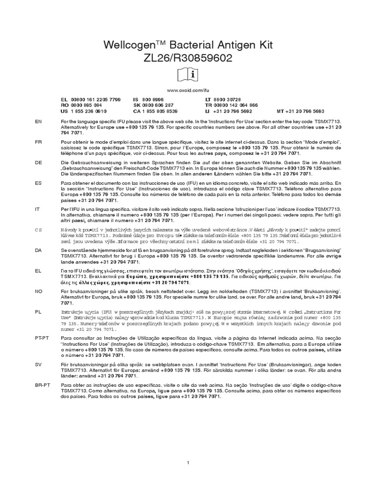 Wellcogen Bacterial Antigen Kit PDF Meningitis Infection