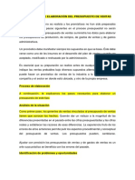 El Proceso de Elaboración Del Presupuesto de Ventas