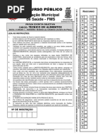 Nucepe 2011 Prefeitura de Teresina Pi Tecnico Em Alimentos Prova