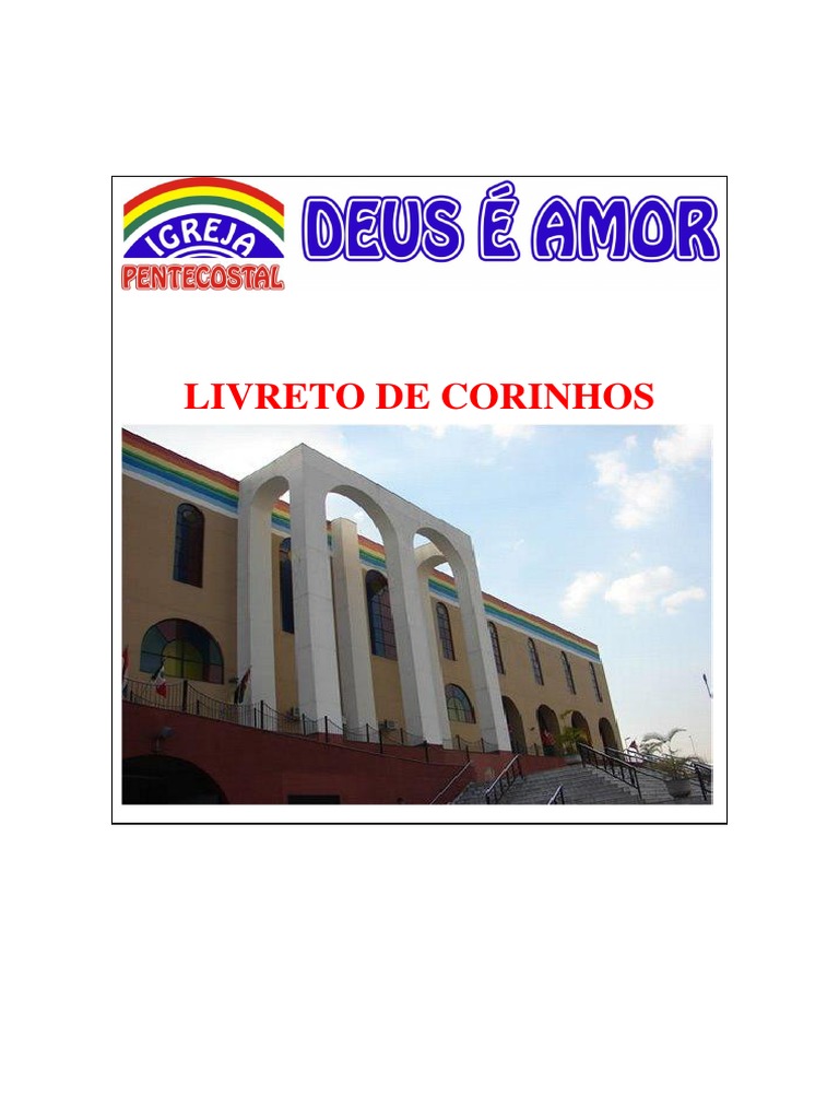 LIVRETO DE CORINHO Cantados Na Igreja Pentecostal Deus e Amor | Livro ...