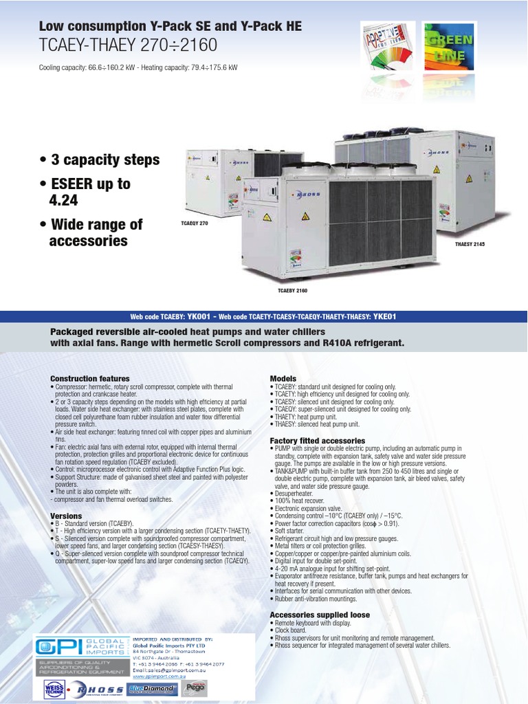 Gpi Rhoss Chiller Lc Y Pack Se And Y Pack He Heat Pump Air Conditioning