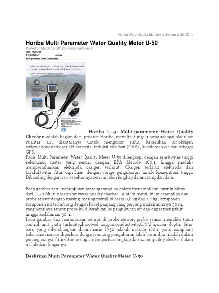 U50 Multiparameter Water Quality Checker HORIBA
