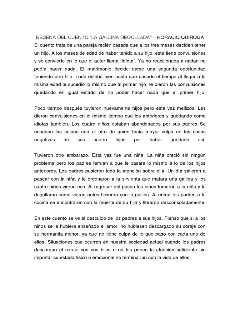 RESEÑA LA GALLINA DEGOLLADA