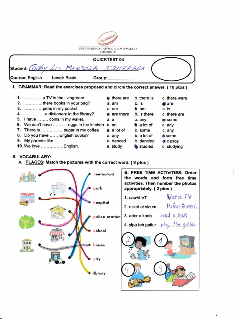 Basic English Skills A Quicktest on Grammar, Vocabulary, and