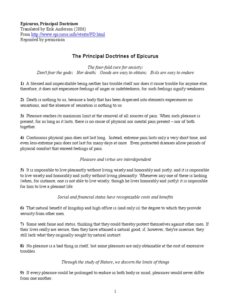 Epicurus' Key Doctrines on Happiness | PDF | Justice | Crime & Violence