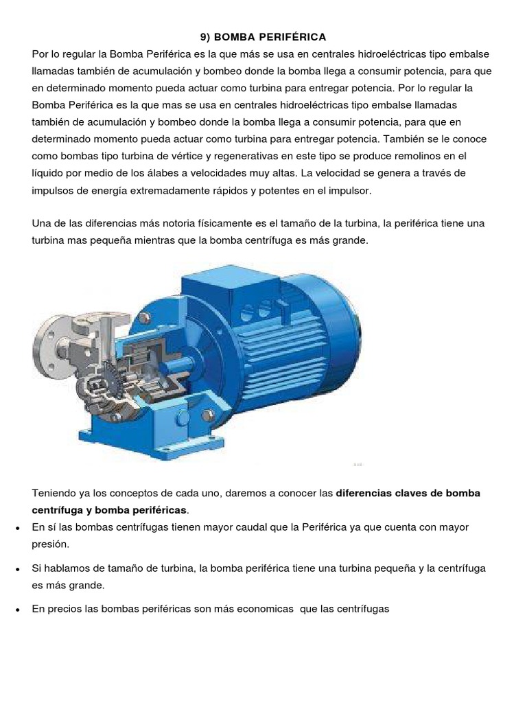 Diferencia Entre Bomba Centrifuga Y Periferica