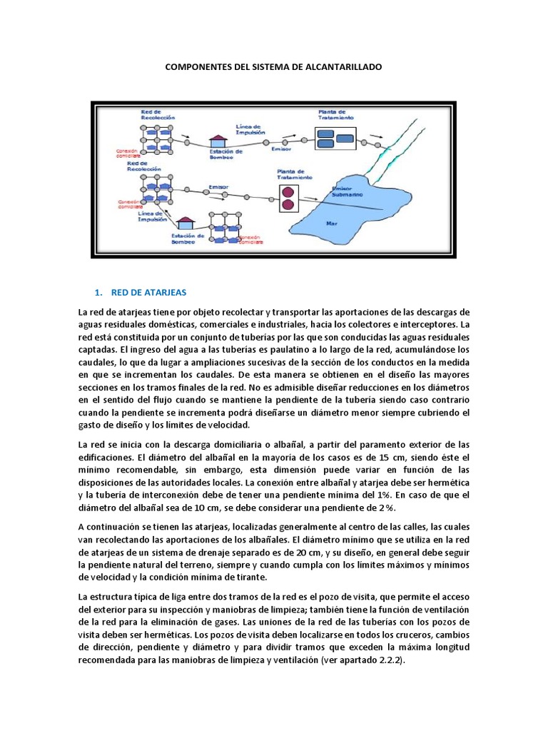 Componentes del Sistema de Alcantarillado | PDF | Tratamiento de aguas