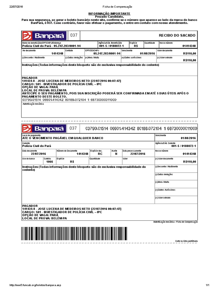 Ficha de Compensação | PDF | Dinheiro | Pagamentos