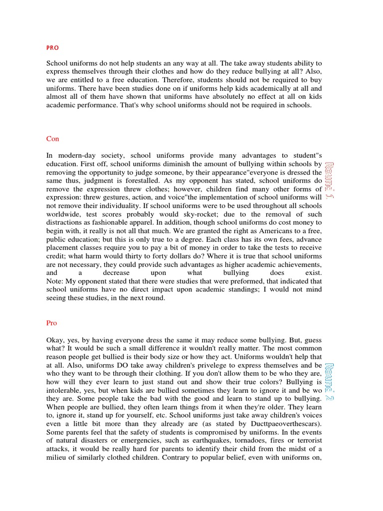 School Uniform Should Be Required PDF Bullying Clothing