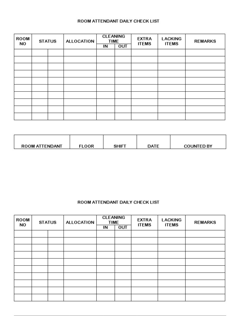 room assignment sheets