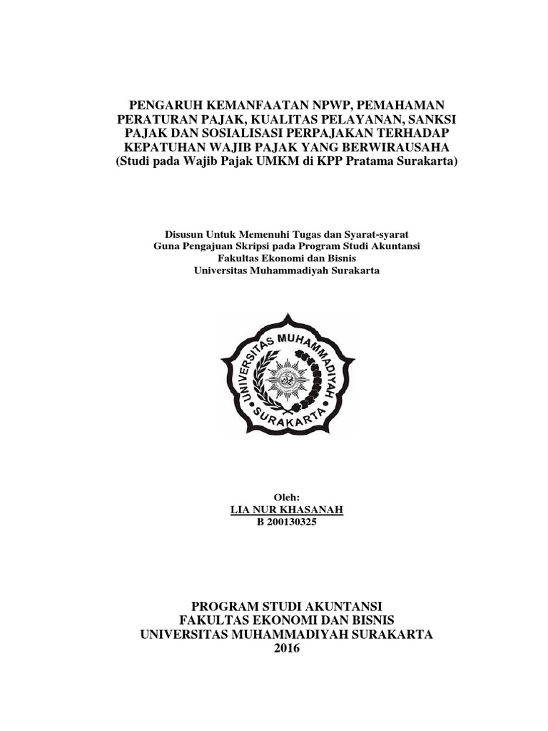 Skripsi Pajak Umkm Ide Judul Skripsi Universitas