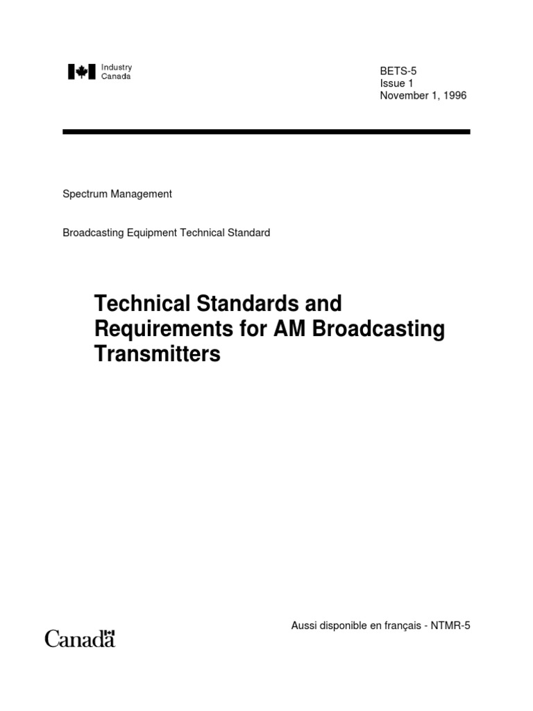 Technical Standards and Requirements For AM Broadcasting Transmitters
