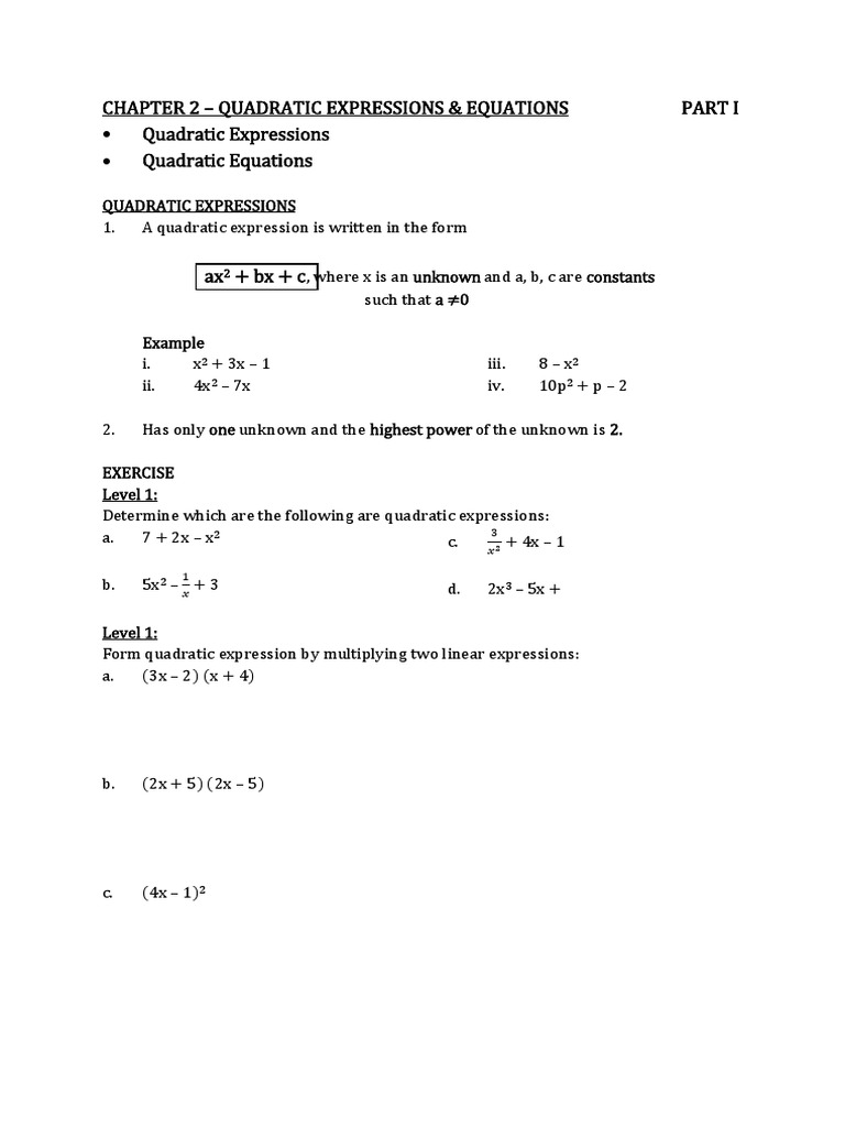 Form 4 maths chapter 2 pdf quadratic equation logical truth