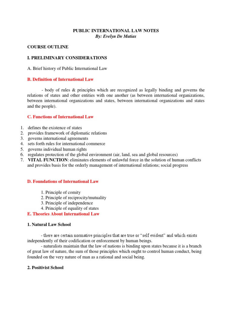 Public International Law Overview Notes | PDF | International Relations ...