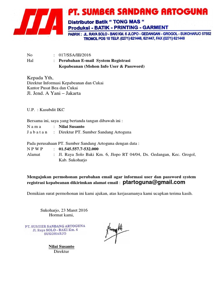 Surat Permohonan Email