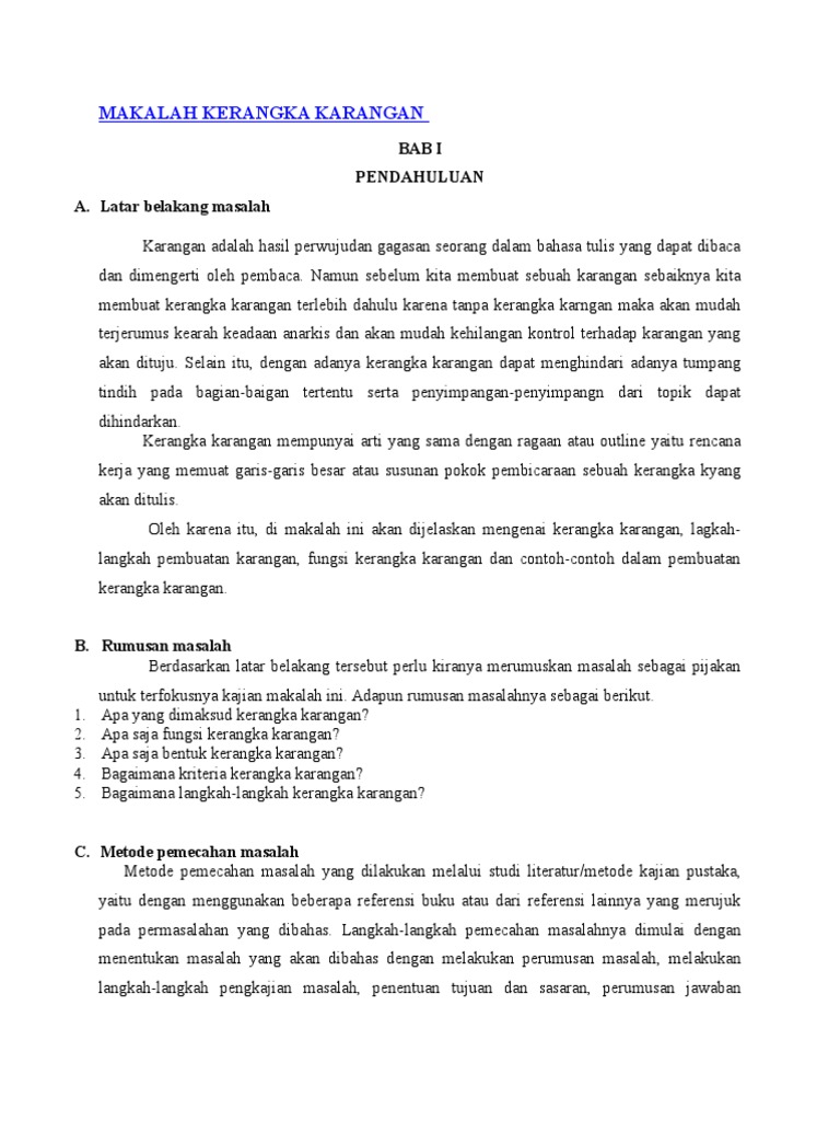 Contoh Kerangka Karangan Tentang Kesehatan Aneka Macam