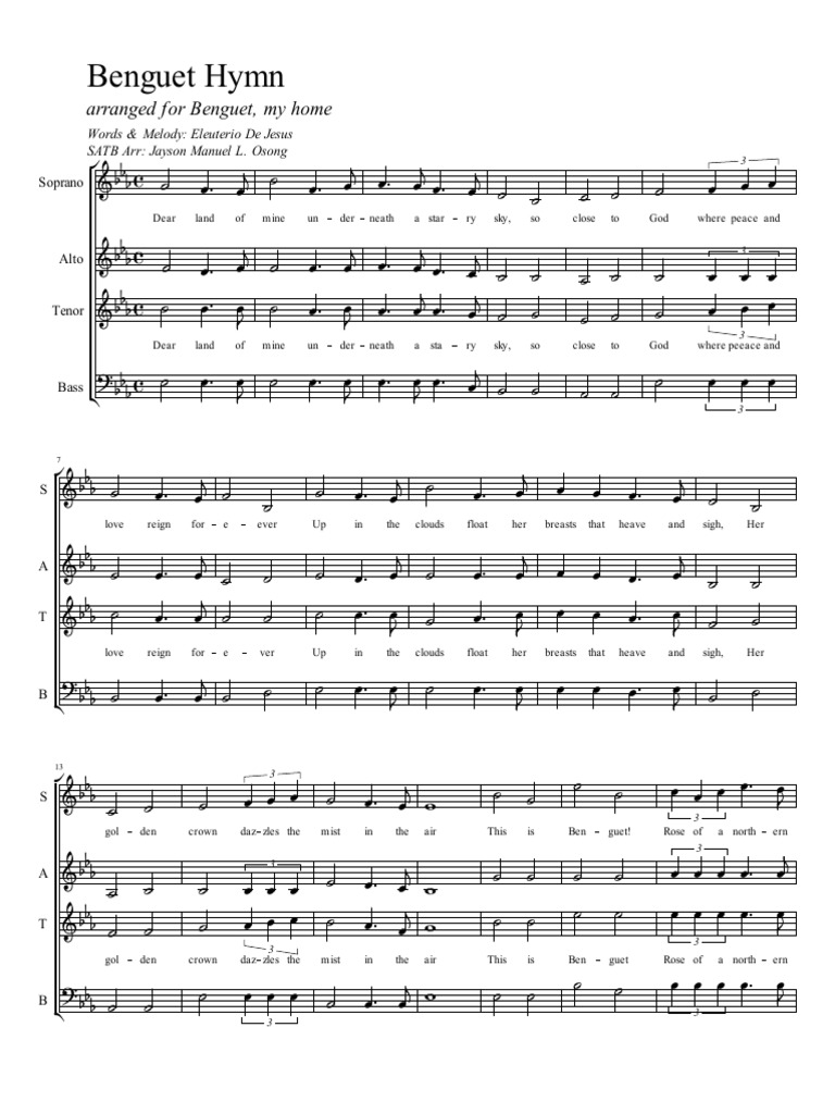 Benguet Hymn Satb Classical Compositions Musical Compositions