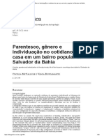 Parentesco, Gênero e Individuação No Cotidiano Da Casa em Um Bairro Popular de Salvador Da Bahia