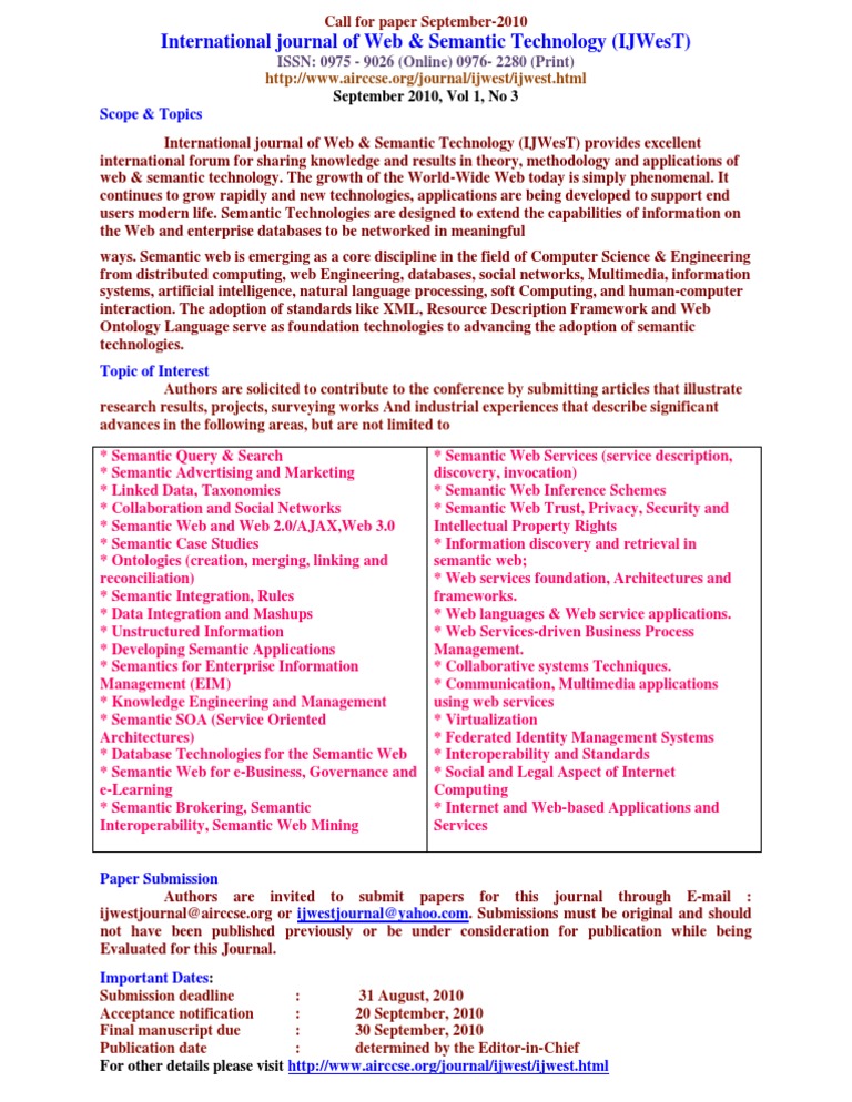 Call For Paper | PDF | Semantic Web | World Wide Web