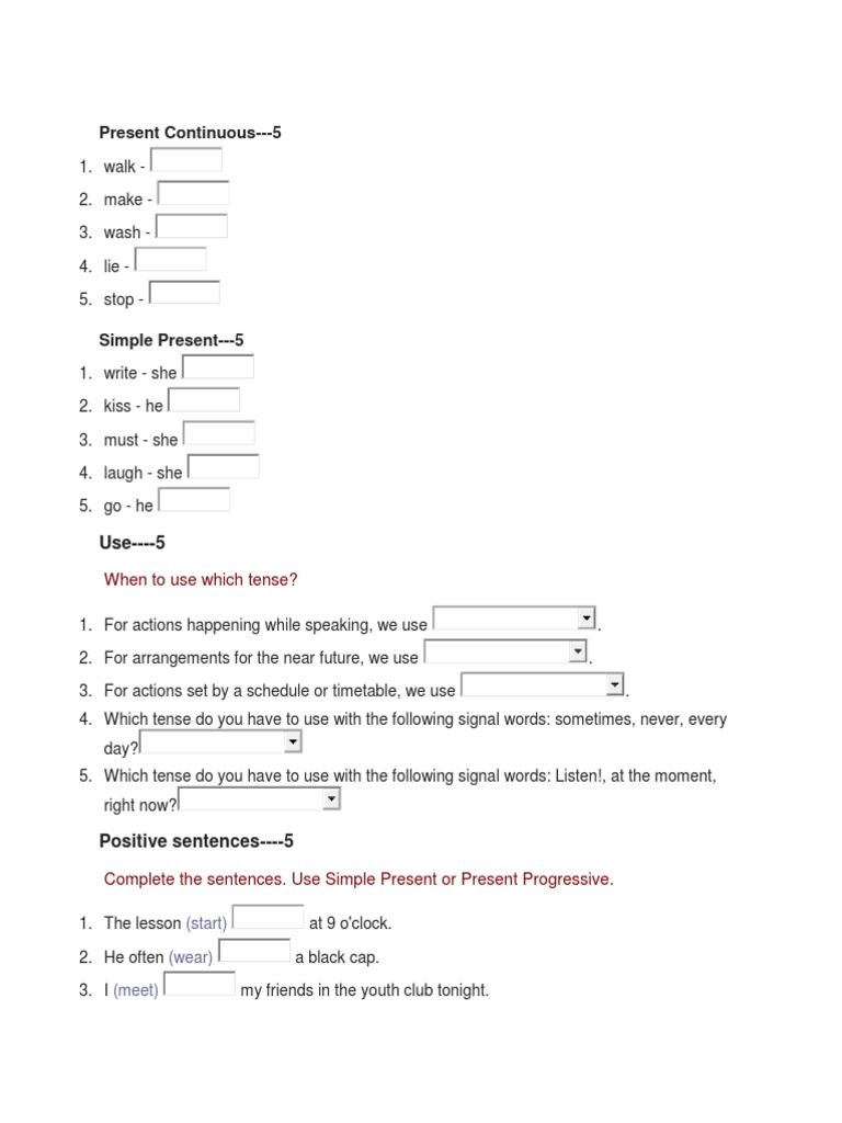 Present Simple vs Continuous Test | PDF | Foreign Language Studies | Art
