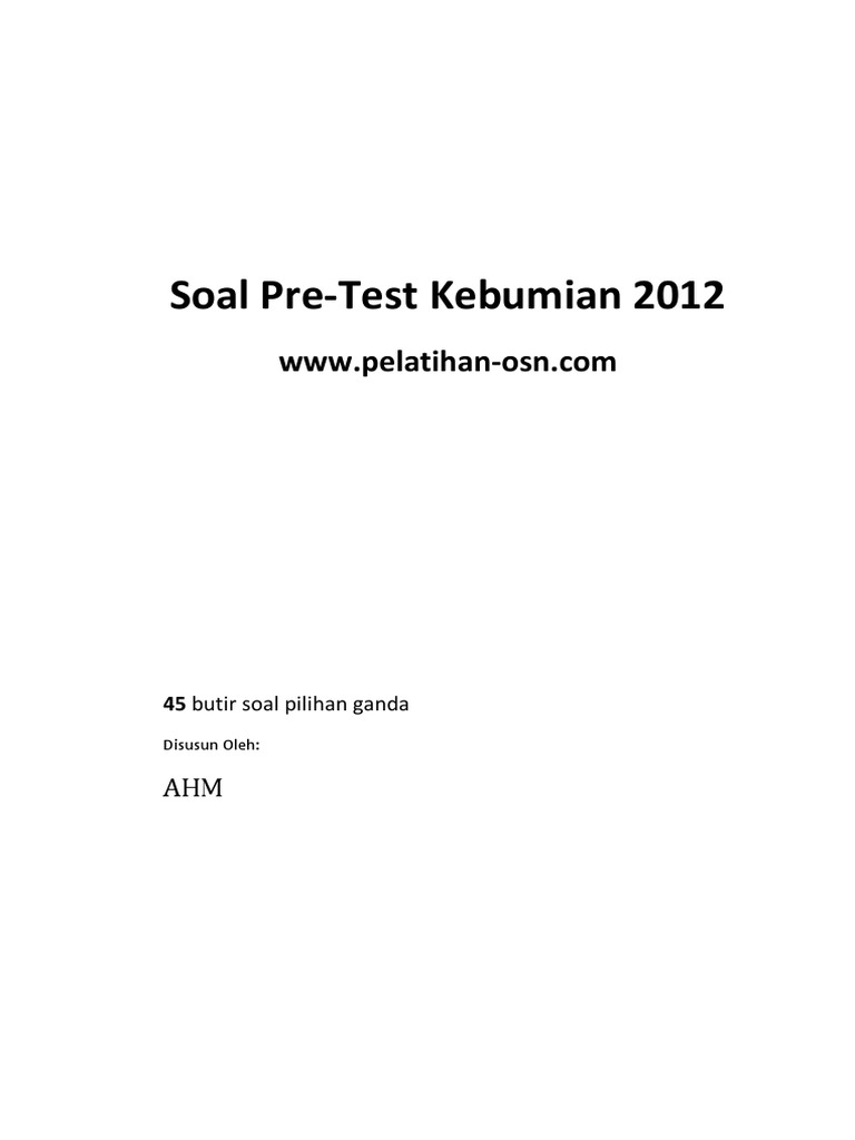  Soal  Pre Test Kebumian