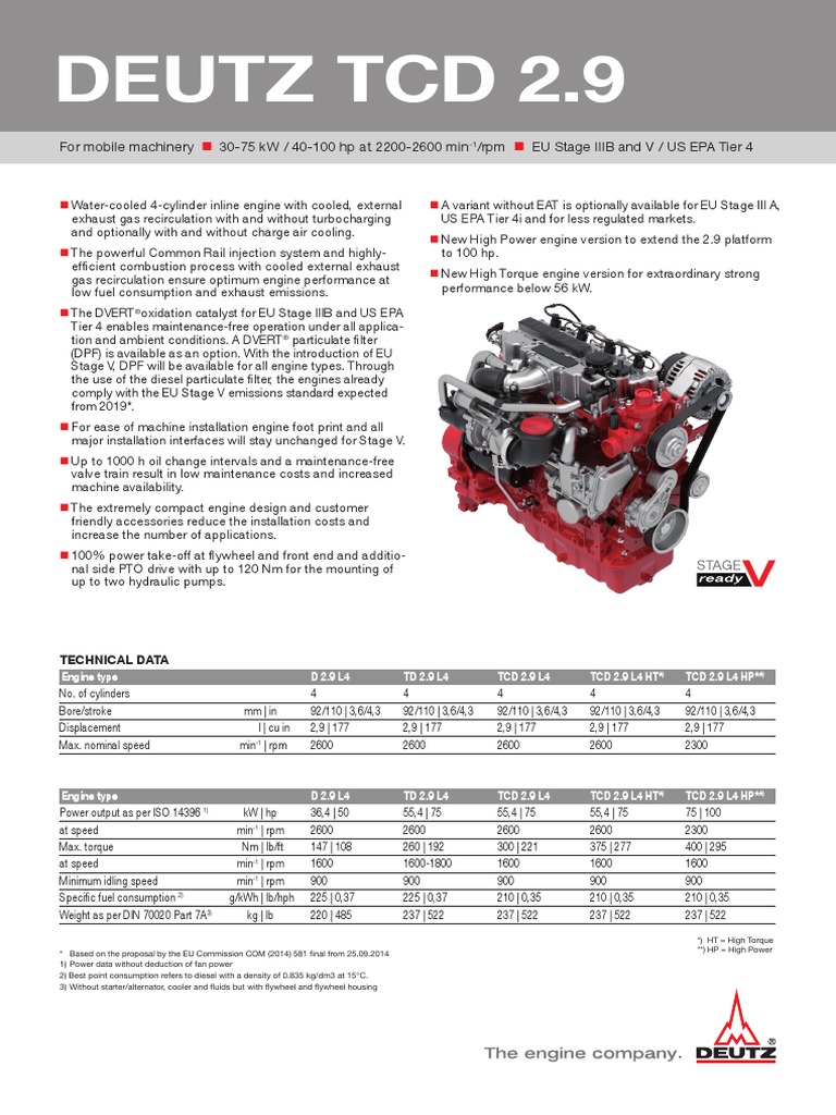 deutz_2.9_mobile_machinery_en.pdf | Inline Four Engine | Engines